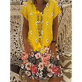 thumbnail image 1 of BJYX Robe Femmes Boho Grande Taille en Vrac Floral Vintage Midi Robes Été Plage V Cou Manches Courtes Robe de Soleil, 1 of 2