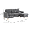 thumbnail image 2 of HOMCOM Canapé Sectionnel avec Méridienne Interchangeable pour Chambre Gris Foncé, 2 of 9