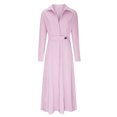 thumbnail image 3 of AherBiu Robe de Bureau Décontractée pour Femmes à Manches Longues, Col à Revers, Col en V, Froncée, Ligne A, Grande, avec Poches, 3 of 6