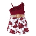 thumbnail image 1 of HNMKIU Toddler Girls Ruffled Floral Dress for Sleeveless Design Comfortable Ribbed Fabric for Parties and, 1 of 4