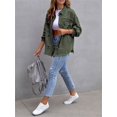 thumbnail image 2 of SUNSIOM Manteau Veste en Denim Surdimensionné pour Femme à Revers à Manches Longues Boutonné Veste en Jean Déchirée Automne Printemps, 2 of 6