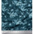 thumbnail image 1 of Soimoi Blue Poly Georgette Fabric Leaves & Floral Print Sewing Fabric BTY 52 Inch Wide, 1 of 1