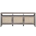 thumbnail image 1 of Patiojoy Universal TV Stand Cabinet Television Media Console with 3 Rattan Doors Grey Oak, 1 of 5
