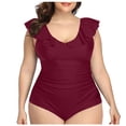 thumbnail image 1 of Huesdet Women's One Piece Athletic Racerback Swimsuit Slimming Bathing Suit[RD4,4XL], 1 of 6