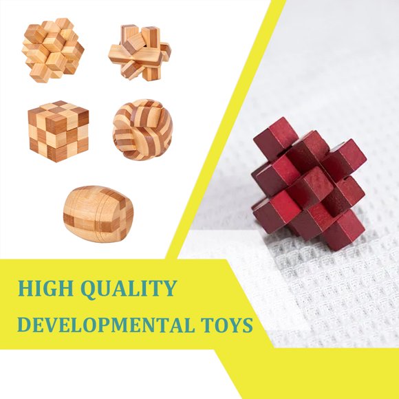 Brain Teaser Intellectual Toy Interlock Puzzle Educational Accessories Compact Size Brain Teaser Sweet Present for Adults Bamboo Birthday Gift Type 10