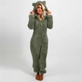 thumbnail image 1 of Combinaison Habillée Femme à Manches Longues à Capuche Combinaison Pyjama Décontractée Hiver Chaude Combinaison de Nuit Entraînement Barboteuse en Liquidation, 1 of 6