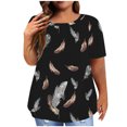 thumbnail image 2 of EGNMCR Hauts Grande Taille pour Femmes Décontractés à Imprimé Manches Courtes Col Rond Été Hauts Amples T-Shirt Blouse, 2 of 6