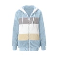thumbnail image 5 of EGNMCR Womens Winter Fuzzy Fleece Jacket Hooded Color Block Patchwork Cardigan Zipper Pullover Coats Outerwear with Pockets, 5 of 5