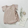 thumbnail image 2 of Summer Rompers For Infant Girls Flying Sleeves Solid Color Pajamas Jumpsuits Triangle Onesie Outfits Pink Infant To Big Kid 18-24M, 2 of 6