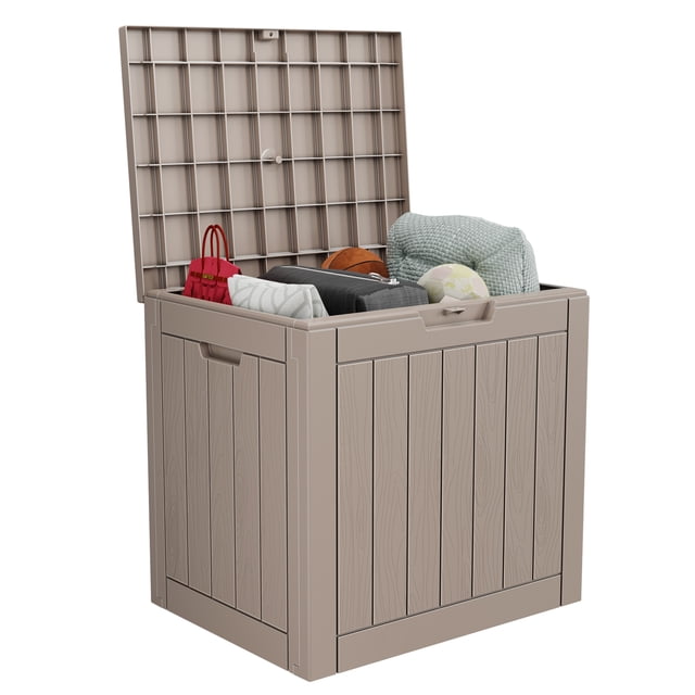 EasyUp Coffre de Terrasse en Résine de 30 Gallons, Coffre de Rangement Extérieur Verrouillable pour Meubles, Outils de Jardin et Rangement d'Outils, Boîtes de Rangement Extérieures Étanches (Gris)