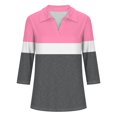 thumbnail image 5 of Hot6sl Économies d'Été Liquidation Blouse & Chemise à Manches Courtes Col Rabattu, T-shirt Assorti pour Femmes Col en V Col Rabattu Manches 3/4, Haut en polyester pour Femmes/rose Vif, TG, 5 of 5