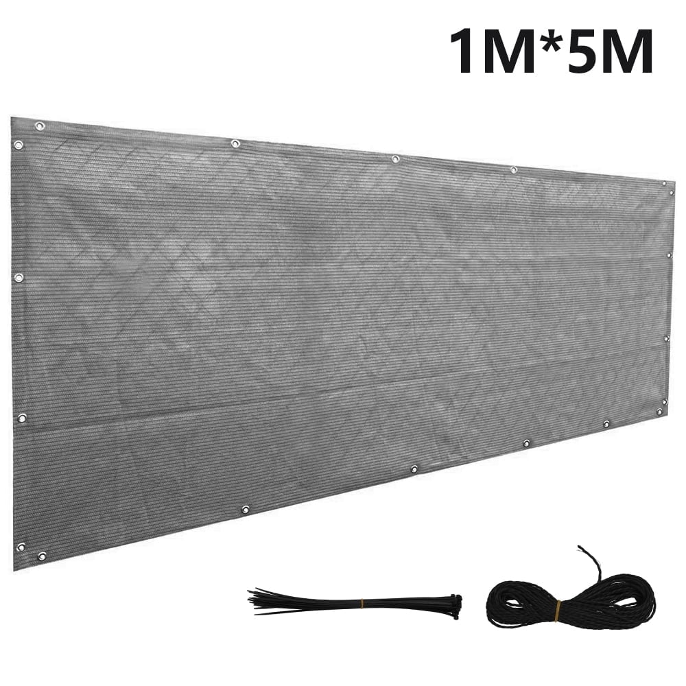 Écran d'Intimité pour Balcon 1x5 m Couverture de Protection de Sécurité pour Balcon Ventilée et Résistante aux Intempéries Filet de Balcon Clôture Ouverture de 1 mm avec 10 Attaches Gris
