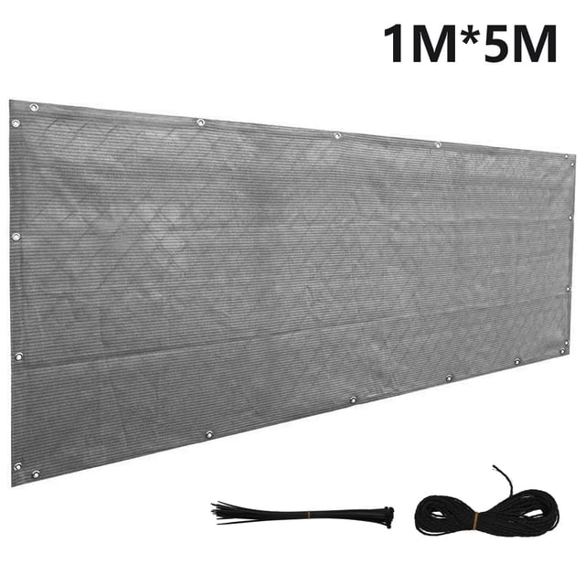 Écran d'Intimité pour Balcon 1x5 m Couverture de Protection de Sécurité pour Balcon Ventilée et Résistante aux Intempéries Filet de Balcon Clôture Ouverture de 1 mm avec 10 Attaches Gris