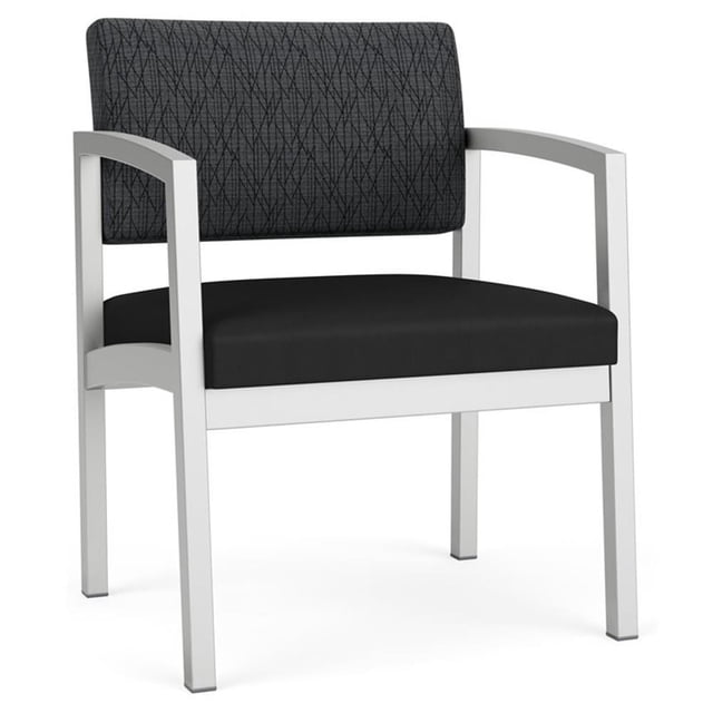 Lenox Steel Reception Oversize Guest Chair / Silver Steel / Dark Gray / Black
