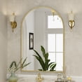 thumbnail image 2 of BEAUTYPEAK 26"x 38" Bathroom Mirror Wall Vanity Arched Mirror, Gold, 2 of 7