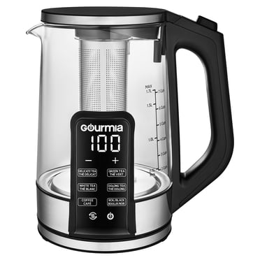 Bouilloire électrique programmable en verre et sans fil de 1,7 litre de Gourmia