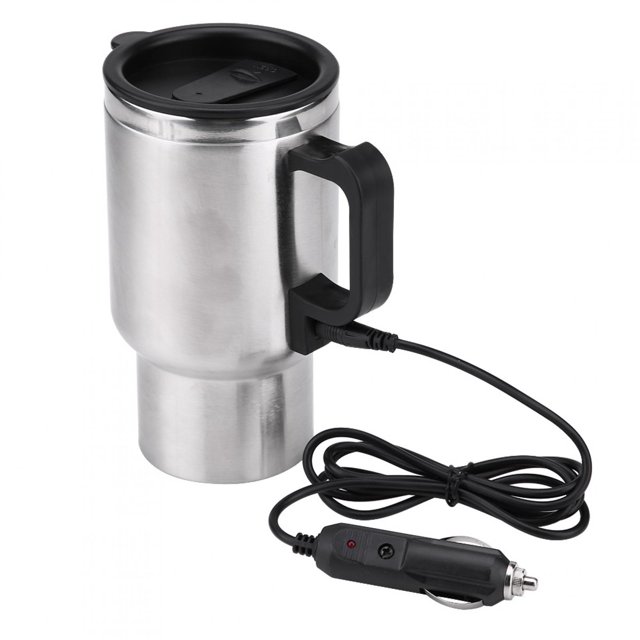 LAFGUR 12V 450ml Electric In‑car Stainless Steel Travel Heating Cup Coffee Tea Car Cup Mug,Electric Water Kettle,Car Electric Cup