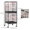 thumbnail image 3 of PawHut 2 In 1 Bird Cage Aviary with Wheels, Wood Perch, Black, 3 of 10