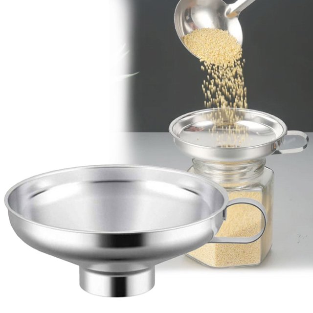 Oleegame 1PC Stainless Canning Funnel Lightweight Wide Mouth Jar Funnel With Handle Suitable For Wide Mouth And Conventional Jar Food Grade Metal Jam Kitchen Tools