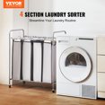 thumbnail image 2 of VEVOR Laundry Sorter Cart 4 Section, Laundry Hamper with Heavy Duty Lockable Wheels and 4 Removable Bags, Rolling Laundry Basket Sorter for Clothes Storage, 2 of 9