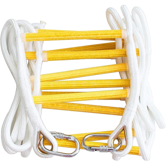 ISOP Rope Ladder Fire Escape Use | Emergency Exit Ladder 8/13/16/25/32 ft | Retractable Safety Rope Ladders with Carabiners – Lightweight & Compact | Multi Function | Reusable