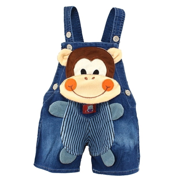 KIDSCOOL SPACE Baby Cute Summer Jean Overalls,Toddler Denim Cartoon 3D Animal Shortalls,2-3 Years