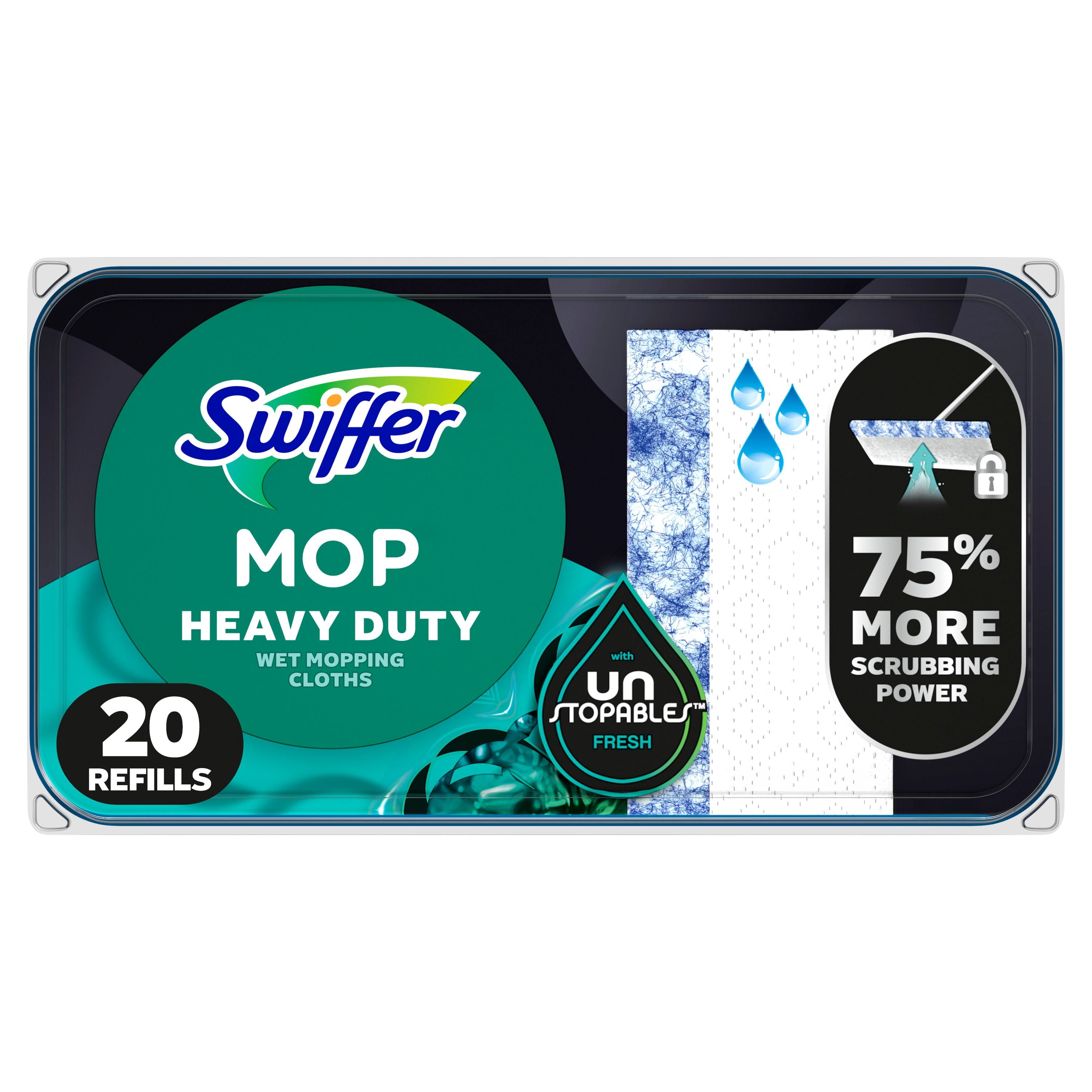 Swiffer Heavy Duty Mop Wet Multi-Surface Cloth Refills for Floor Mopping and Cleaning, Unstopables Fresh Scent, 20 Count