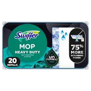 Swiffer Heavy Duty Mop Wet Multi-Surface Cloth Refills for Floor Mopping and Cleaning, Unstopables Fresh Scent, 20 Count