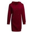 thumbnail image 3 of Robes pour Femmes Décontractées à Capuche Manches Longues Chandail en Molleton Boutonné Robe de Soleil à Cordon Vin S, 3 of 4
