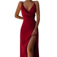thumbnail image 5 of Meichang Robes d'Été Aguichant Portefeuille pour Femmes 2024 Été Sans Manches Longue Robe Moulante Décolleté en V Profond Robes Plissées Fente Boîte de Nuit Fête Soirée Robe Maxi, 5 of 5