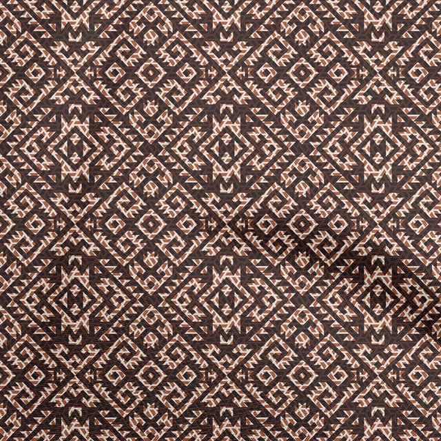 oneOone Viscose Chiffon Brown Fabric African Aztech Sewing Material Print Fabric By The Yard 42 Inch Wide