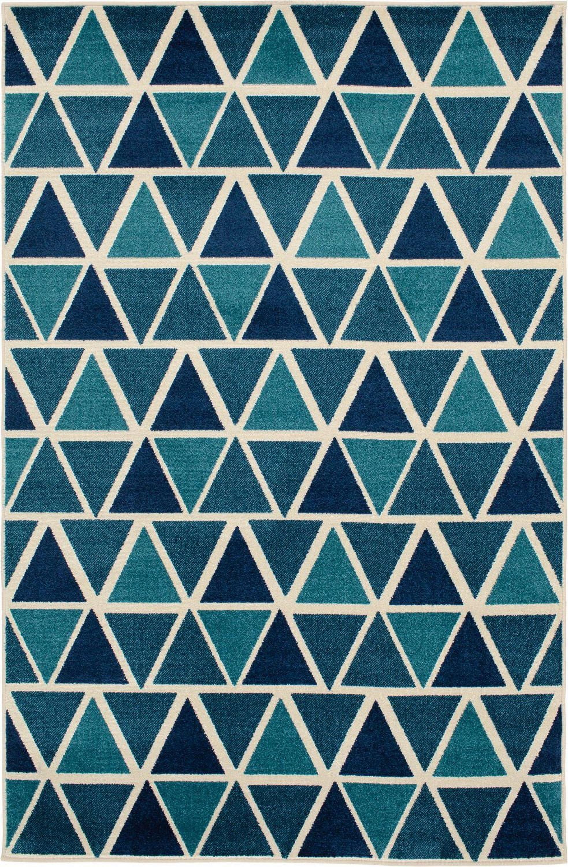 Tapis tissé crème et bleu turquoise Tropiana