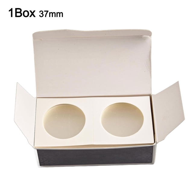 LEFU Coin Collection Storage Box Set - 12 Sizes Cardboard Holders Optional for Stamps & Coins, White Square Protective Cases, 50 Sheets per Box, Ideal for Collectors