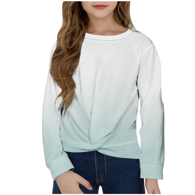 Plebaso Chandail à Manches Longues pour Filles avec Torsade à l'Avant, Imprimé pour Garçons, Col Ras du Cou, Décontracté, Léger, Chandail à Enfiler, Hauts pour Enfants