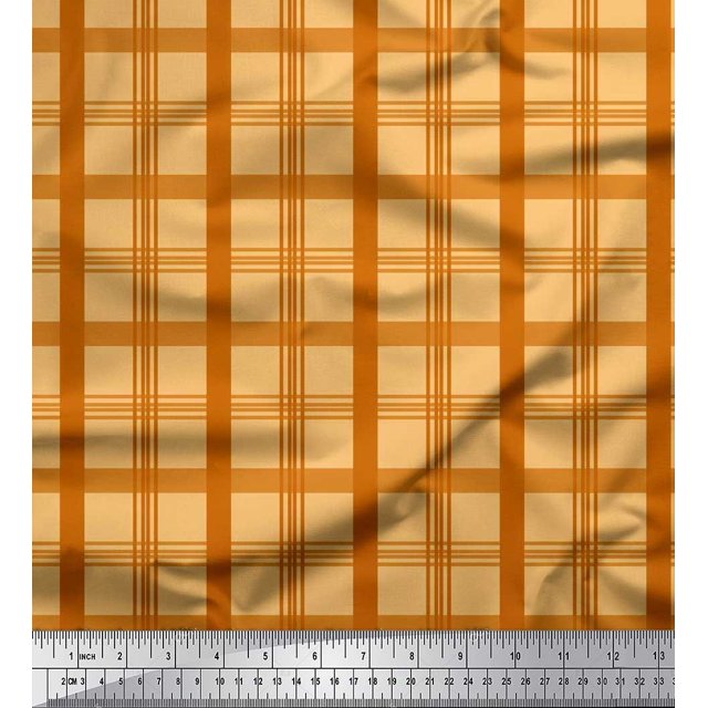 Soimoi Poly Georgette Fabric Check Check Print Fabric by the Yard 42 Inch Wide