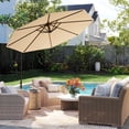 thumbnail image 2 of Costway Parasol Déporté de Patio 10 Pi avec 8 Baleines, Base en Croix, Inclinable, Beige, 2 of 10