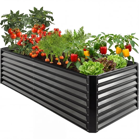 Best Choice Products Bac de Jardin Surélevé Extérieur en Métal 8x4x2 Pi pour Légumes Fleurs Herbes - Gris Foncé