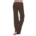 thumbnail image 5 of Dvkptbk Cargo Pants Pantalon Femme Mode Couleur Unie Taille Haute à Bouton Poche Pantalon de Travail Pantalon Décontracté Pantalon Ample Extensible Pantalon à Jambe Grand, 5 of 5