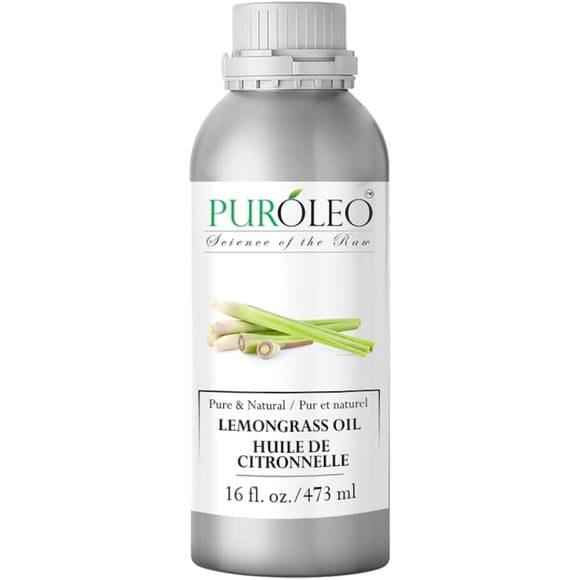 PUROLEO Lemongrass Essential Oil 16 Fl Oz/473 ML (Packed In Canada) or Aromatherapy and Skin Care - 100% Pure, Therapeutic Grade Lemongrass Oil for Diffuser, Massage, and DIY Recipes
