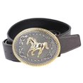 thumbnail image 2 of Engarved Boucle Cheval de Course Western Cowboy Ceinture de Taille en Cuir Pu Café, 2 of 8