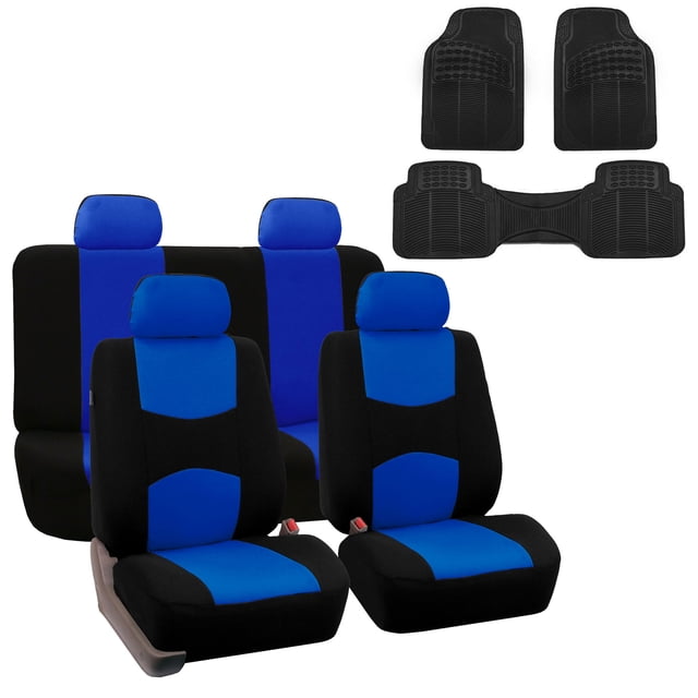 FH Group Car Seat Covers Full Set Cloth - Universal Fit Automotive Seat Covers, Solid Back Seat Cover, Washable Car Seat Cover for SUV, Sedan and Van with Floor Mat