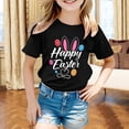 thumbnail image 2 of PMVFHDE Tenue de Pâques Fille T-Shirt Graphique de Pâques / Imprimé Lapin et Oeuf Manches Courtes Col Ras du Cou / T-Shirt de Fête en Coton Doux pour Tout-Petit / Tenue Décontractée Printemps Été Noir, 3-4 Ans, 2 of 4