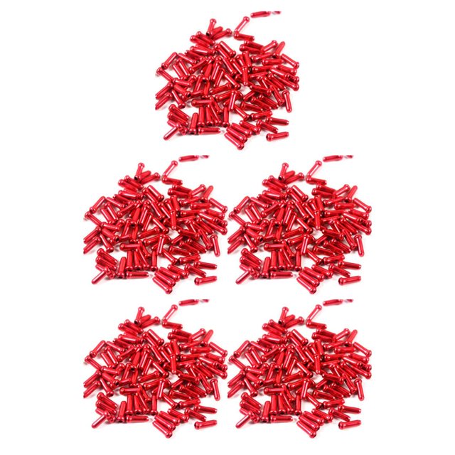 maskred Pack of 50 Brake Wires Aluminum Alloy Tail Caps Replacement Derailleur Shifter Cable Protector Ends Cycling Accessory Red 5Set