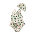 thumbnail image 1 of Toddler Girls Swimwear 1 Piece Hawaiian Ruffle Sleeveless Athletic Bathing Suits 2-3 Years, 1 of 8