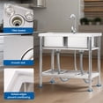 thumbnail image 3 of Yiwa Utility Sink with Stainless Steel Workbench, Deep Basin, Integrated Rack, Faucet and Hot & Cold Water Plumbing for Laundry Room, Kitchen, Garage, Workshop, and Outdoor Use, 3 of 7