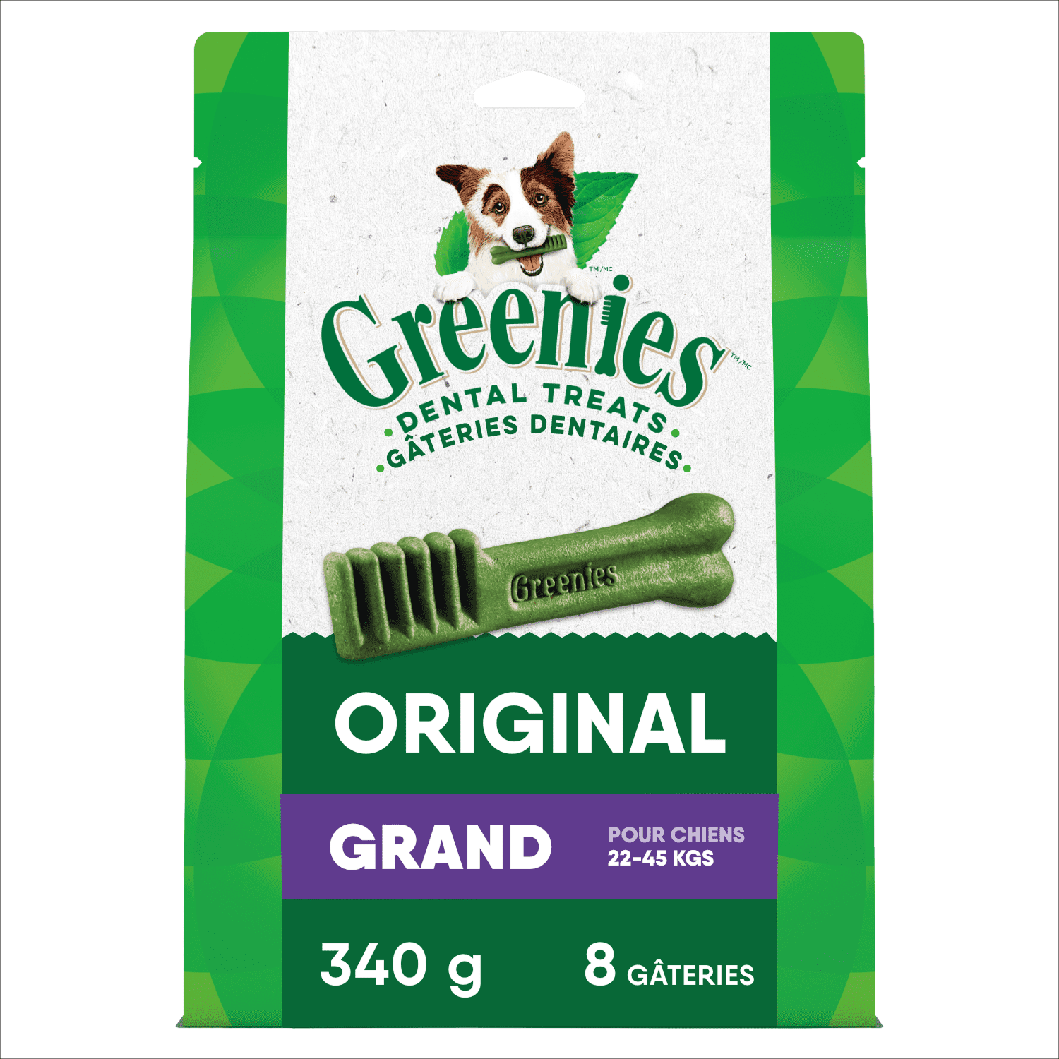 Gâteries dentaires naturelles pour chiens adultes GREENIES Original GRAND format