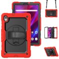 thumbnail image 1 of Case for Lenovo Tab K10 10.3 Inch / M10 FHD Plus 2020 2nd Gen with Screen Protector, 360 Degree Rotating Kickstand Hand Strap Heavy Duty Shockproof Cover with Shoulder Strap, Red, 1 of 7
