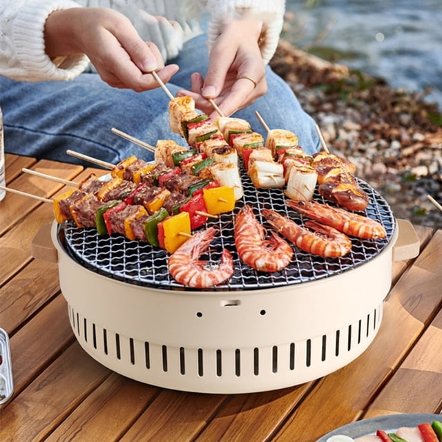 YAOMOBB Backyard Barbecue Mini Charcoal Grill 1 Set Portable Camping Charcoal with Handle Outdoor Cooking Mini Barbecue Stove for 2 6 People Multifunctional Home Use Portable Grill