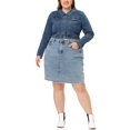 thumbnail image 2 of Agnes Orinda Vestes en Denim Courtes à Boutons pour Femmes Grande Taille Mode 2X Gris Foncé Bleu, 2 of 6