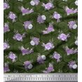 thumbnail image 1 of Soimoi Green polyester Crepe Fabric Circle & Peony Floral Print Fabric by the Yard 42 Inch Wide, 1 of 5